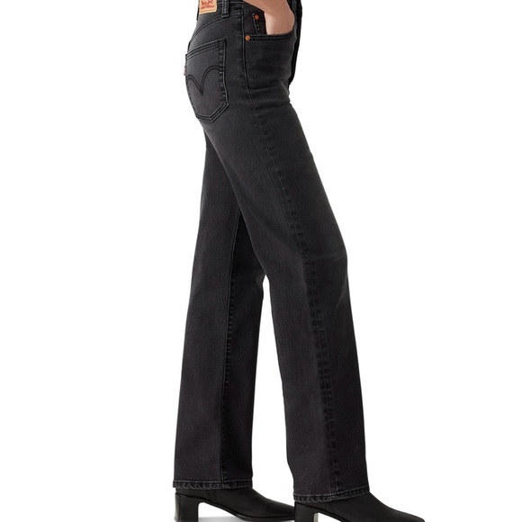 Levi's Ribcage Full Length Straight Leg Jeans Black - Picture 3 of 8